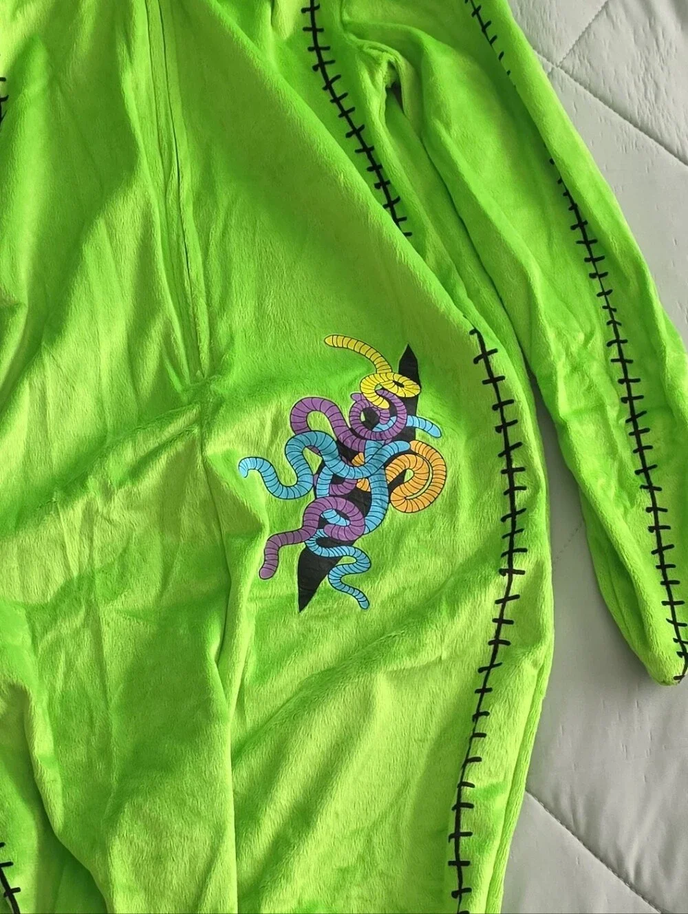 Spirit Halloween Oogie Boogie Toddler Green Hooded Jumpsuit Costume